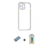 ieg™ iPhone 12 Pro Kılıf Nova Asil Özel Seri - Siyah Polymer Nano Ekran Koruyucu + Shine Kamera Lens Koruma Cam - GS