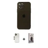 ieg™ iPhone 12 Pro Max Kılıf Ahenk Doku - Siyah Bilvis Hayalet Cam Ekran Koruyucu + Shine Kamera Lens - GD