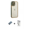 ieg™ iPhone 12 Pro Max Kılıf Çekirdek Klasik Serisi - Şeffaf Uv Polymer Nano Ekran Koruyucu + Shine Kamera Lens Koruma Cam - SH