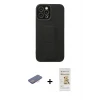 ieg™ iPhone 12 Pro Max Kılıf Çekirdek Yansıma - Siyah Mat Seramik Nano Ekran Koruyucu + Pembe Renkli Kamera Lens Koruma Cam