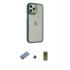 ieg™ iPhone 12 Pro Max Kılıf Eksen Doku Prime - Siyah Joko Magic 5D Hayalet Cam + Shine Kamera Lens Koruma Cam - PE