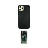 ieg™ iPhone 12 Pro Max Kılıf Nova Çizgi - Siyah 360 Mat Full Body Arka Koruyucu