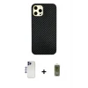 ieg™ iPhone 12 Pro Max Kılıf Nova Çizgi - Siyah Joko Magic 5D Hayalet Cam + Shine Kamera Lens - LT