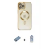 ieg™ iPhone 12 Pro Max Kılıf Nova Işık Özel Seri - Siyah Joko Magic 5D Cam + Shine Kamera Lens Koruma Cam - GS