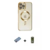 ieg™ iPhone 12 Pro Max Kılıf Nova Işık Özel Seri - Siyah Joko Magic 5D Hayalet Cam + Shine Kamera Lens Koruma Cam - PE