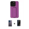 ieg™ iPhone 13 Pro Max Çekirdek Yansıma - Siyah 3D Antistatik Hayalet Cam Ekran Koruyucu + Mavi Neon Fosforlu Kamera Lens