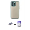ieg™ iPhone 13 Pro Max Kılıf Ahenk Çizgi Serisi - Siyah Bilvis 5in1 3D Magic Cam Ekran Koruyucu + Renkli Kamera Lens Koruma Cam - PE
