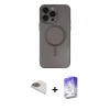 ieg™ iPhone 13 Pro Max Kılıf Akış Minimal Özel Seri - Siyah Bilvis 5in1 3D Magic Cam Ekran Koruyucu + Pers Alüminyum Kamera Lens - GD
