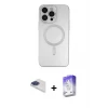 ieg™ iPhone 13 Pro Max Kılıf Akış Minimal Özel Seri - Siyah Bilvis 5in1 3D Magic Cam Ekran Koruyucu + Pers Alüminyum Kamera Lens - LT