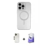 ieg™ iPhone 13 Pro Max Kılıf Akış Minimal Özel Seri - Siyah Bilvis 5in1 5D Magic Hayalet Cam Ekran Koruyucu + Shine Kamera Lens - GD