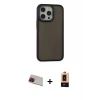 ieg™ iPhone 13 Pro Max Kılıf Eksen Işık - Şeffaf Maxco Cam Ekran Koruyucu + Rainbow Kamera Lens Koruma Cam - KI