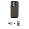 ieg™ iPhone 13 Pro Max Kılıf Eksen Işık - Siyah Bilvis 3D Cam Ekran Koruyucu + Rainbow Kamera Lens Koruma Cam - MI