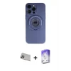 ieg™ iPhone 13 Pro Max Kılıf Eksen Klasik Prime - Siyah Bilvis 5in1 3D Magic Cam Ekran Koruyucu + Rainbow Kamera Lens Koruma Cam - MR