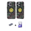 ieg™ iPhone 13 Pro Max Kılıf Nova Doku Koleksiyonu - Siyah Bilvis 5in1 5D Magic Hayalet Cam Ekran Koruyucu + Yeşil Renkli Kamera Lens Koruma Cam