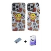 ieg™ iPhone 13 Pro Max Kılıf Nova Doku Koleksiyonu - Siyah Bilvis 5in1 5D Magic Hayalet Cam Ekran Koruyucu + Shine Kamera Lens Koruma Cam - PE