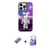 ieg™ iPhone 13 Pro Max Kılıf Siluet Çizgi Koleksiyonu - Siyah Bilvis 5in1 5D Magic Hayalet Cam Ekran Koruyucu + Metal Kamera Lens Koruma Cam - KI