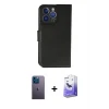 ieg™ iPhone 13 Pro Max Kılıf Siluet Işık Serisi - Siyah Bilvis 5in1 5D Magic Hayalet Cam Ekran Koruyucu + Neon Fosforlu Kamera Lens - MI