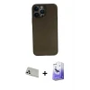 ieg™ iPhone 13 Pro Max Kılıf Yadigar Yansıma Serisi - Siyah Bilvis 5in1 5D Magic Hayalet Cam Ekran Koruyucu + Rainbow Kamera Lens Koruma Cam - BZ