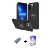 ieg™ iPhone 13 Pro Max Odak Form Prime - Siyah Bilvis 5in1 3D Magic Cam Ekran Koruyucu + Mor Metal Kamera Lens Koruma Cam