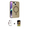 ieg™ iPhone 14 Çekirdek Modern Prime - Siyah Buffer Cam Ekran Koruyucu + Kırmızı Shine Kamera Lens