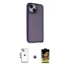ieg™ iPhone 14 Kılıf Atlas Form - Siyah Buffer Cam Ekran Koruyucu + Shine Kamera Lens - GI