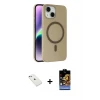 ieg™ iPhone 14 Kılıf Çekirdek Modern Prime - Siyah Buffer Hayalet Cam Ekran Koruyucu + Diamond Kamera Lens - PE