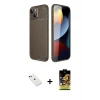 ieg™ iPhone 14 Kılıf Eksen Form Prime - Siyah Buffer Cam Ekran Koruyucu + Diamond Kamera Lens - YL