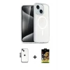 ieg™ iPhone 14 Kılıf Nova Asil Prime - Siyah Buffer Cam Ekran Koruyucu + Shine Kamera Lens - SH