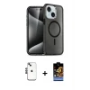 ieg™ iPhone 14 Kılıf Nova Asil Prime - Siyah Buffer Hayalet Cam Ekran Koruyucu + Shine Kamera Lens - SH