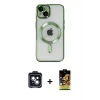 ieg™ iPhone 14 Kılıf Nova Işık Özel Seri - Siyah Buffer Cam Ekran Koruyucu + PVD Metal Kamera Lens - SH