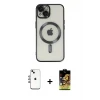 ieg™ iPhone 14 Kılıf Nova Işık Özel Seri - Siyah Buffer Cam Ekran Koruyucu + Shine Kamera Lens - GI