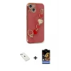 ieg™ iPhone 14 Kılıf Nova Işık Prime - Siyah Buffer Hayalet Cam Ekran Koruyucu + Pembe Diamond Kamera Lens