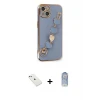 ieg™ iPhone 14 Kılıf Nova Işık Prime - Siyah Joko Magic 5D Cam + Pembe Diamond Kamera Lens