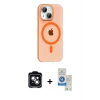 ieg™ iPhone 14 Kılıf Pusula Form Özel Seri - Şeffaf Royal Nano Ekran Koruyucu + Yeşil PVD Metal Kamera Lens