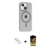 ieg™ iPhone 14 Kılıf Pusula Form Özel Seri - Siyah Buffer Cam Ekran Koruyucu + Diamond Kamera Lens - KI