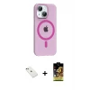 ieg™ iPhone 14 Kılıf Pusula Form Özel Seri - Siyah Buffer Cam Ekran Koruyucu + Diamond Kamera Lens - KI