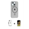 ieg™ iPhone 14 Kılıf Pusula Form Özel Seri - Siyah Buffer Cam Ekran Koruyucu + Shine Kamera Lens - GI