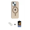 ieg™ iPhone 14 Kılıf Pusula Form Özel Seri - Siyah Buffer Hayalet Cam Ekran Koruyucu + Diamond Kamera Lens - YL