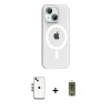 ieg™ iPhone 14 Kılıf Pusula Form Özel Seri - Siyah Joko Magic 5D Hayalet Cam + Gümüş Shine Kamera Lens