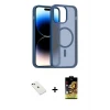 ieg™ iPhone 14 Kılıf Siluet Minimal Prime - Siyah Buffer Cam Ekran Koruyucu + Diamond Kamera Lens - KI