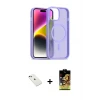ieg™ iPhone 14 Kılıf Siluet Minimal Prime - Siyah Buffer Cam Ekran Koruyucu + Diamond Kamera Lens - KI
