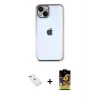 ieg™ iPhone 14 Kılıf Vadi Minimal - Siyah Buffer Cam Ekran Koruyucu + Diamond Kamera Lens - PE