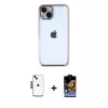 ieg™ iPhone 14 Kılıf Vadi Minimal - Siyah Buffer Hayalet Cam Ekran Koruyucu + Siyah Shine Kamera Lens