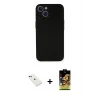 ieg™ iPhone 14 Kılıf Yadigar Yansıma Serisi - Siyah Buffer Cam Ekran Koruyucu + Diamond Kamera Lens - YL
