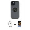 ieg™ iPhone 14 Kılıf Yörünge Çizgi - Siyah Buffer Hayalet Cam Ekran Koruyucu + Shine Kamera Lens - GS