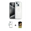 ieg™ iPhone 14 Nova Asil Prime - Siyah Buffer Cam Ekran Koruyucu + Mavi Shine Kamera Lens