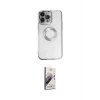 ieg™ iPhone 14 Pro Kılıf Pusula Form - Siyah Bilvis 3D Mat Cam Ekran Koruyucu