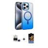 ieg™ iPhone 14 Pro Max Kılıf Ahenk Doku Özel Seri - Siyah Buffer Hayalet Cam Ekran Koruyucu + Derin Mor Bilvis Titan Kamera Lens
