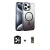 ieg™ iPhone 14 Pro Max Kılıf Ahenk Doku Özel Seri - Siyah Joko Magic 5D Hayalet Cam + PVD Metal Kamera Lens - TU