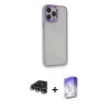 ieg™ iPhone 14 Pro Max Kılıf Eksen Doku Prime - Siyah Bilvis 5in1 3D Magic Cam Ekran Koruyucu + Raze Metal Kamera Lens - GS